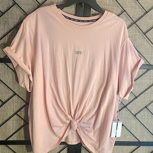 NEW DKNY SPORT LIGHT PINK 2X SHORT SLEEVE TOP